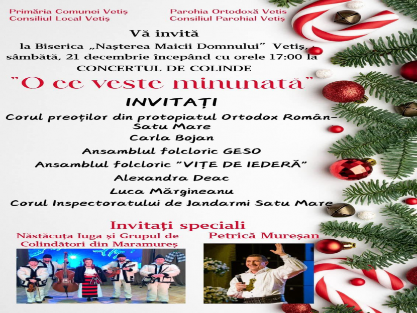 13.12.2024- Invitație pentru toți locuitorii comunei Vetiș